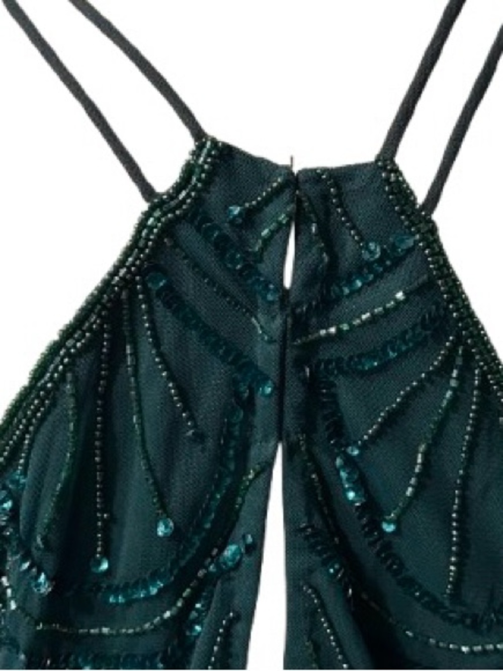 NWT Shorts Romper Beaded Dark Green ANGIE Illusion Sheer Sparkly New Shorts - Picture 4 of 16